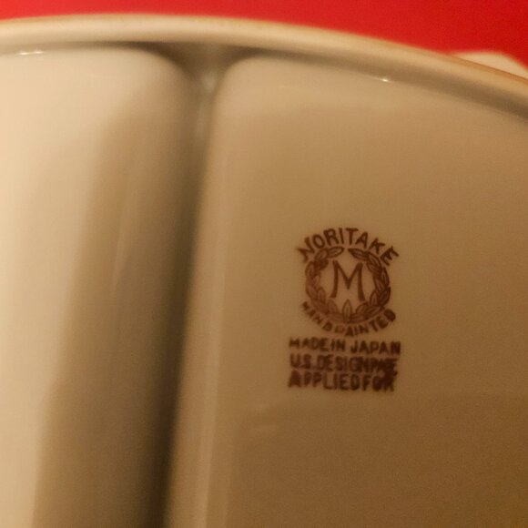 vintage hand painted 1920s Noritake divided relish dish raised pattern on sides - Picture 5 of 5